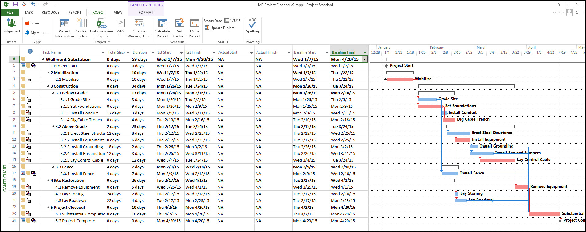 Baseline in Microsoft Project 2013Fig 6