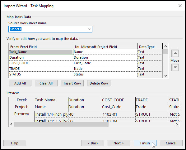 Import Microsoft Excel XLS and XLSX Data File into Microsoft Project 17