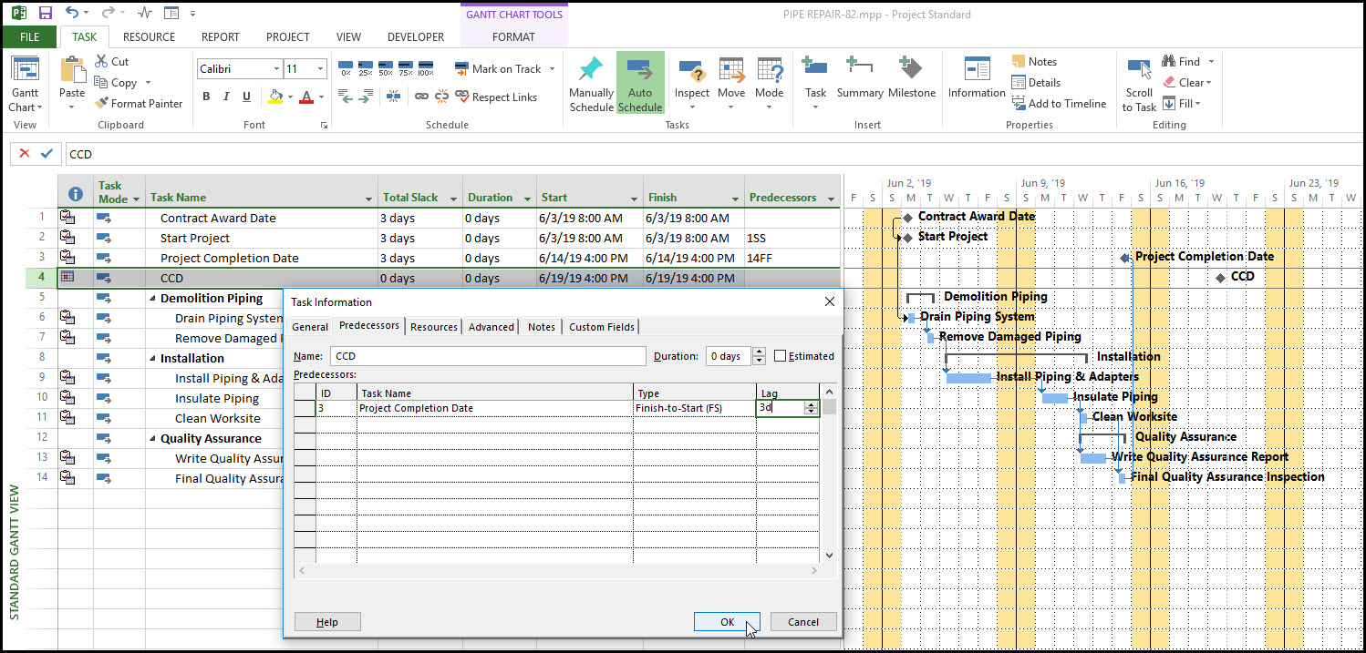 Using Contract Completion Dates In Microsoft Project Fig 6
