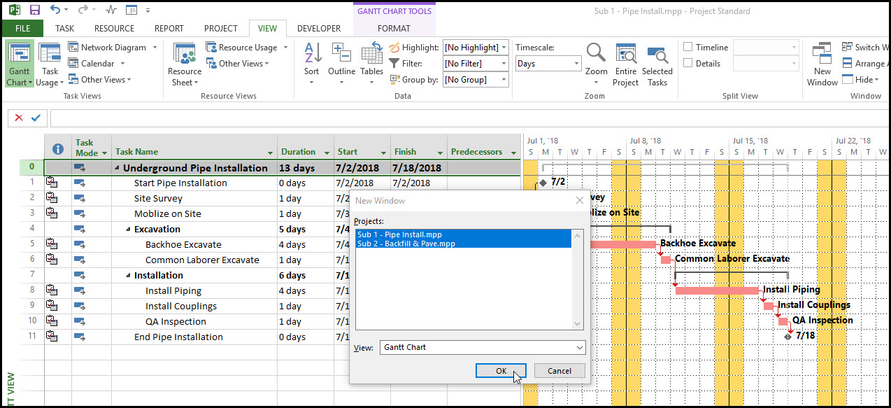 Using a Microsoft Project Temporary Master Schedule for External Dependencies 2