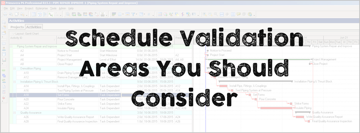 Schedule Validation – Areas You Should Consider
