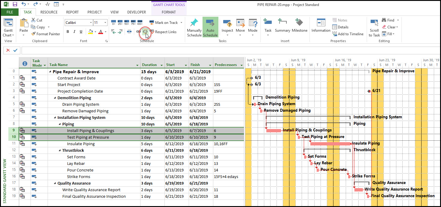 Deleting Tasks in Microsoft Project and How to Delete a Relationship Fig 3