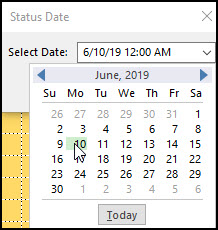 Selecting the Status Date