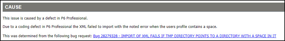 Primavera P6 XML Import Bug Coding Error