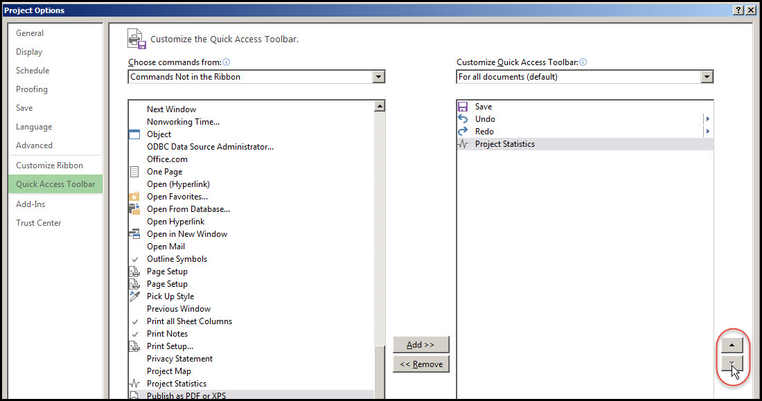 The Quick Access Toolbar In Microsoft Project