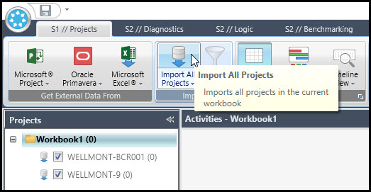 Acumen Import All Projects Button