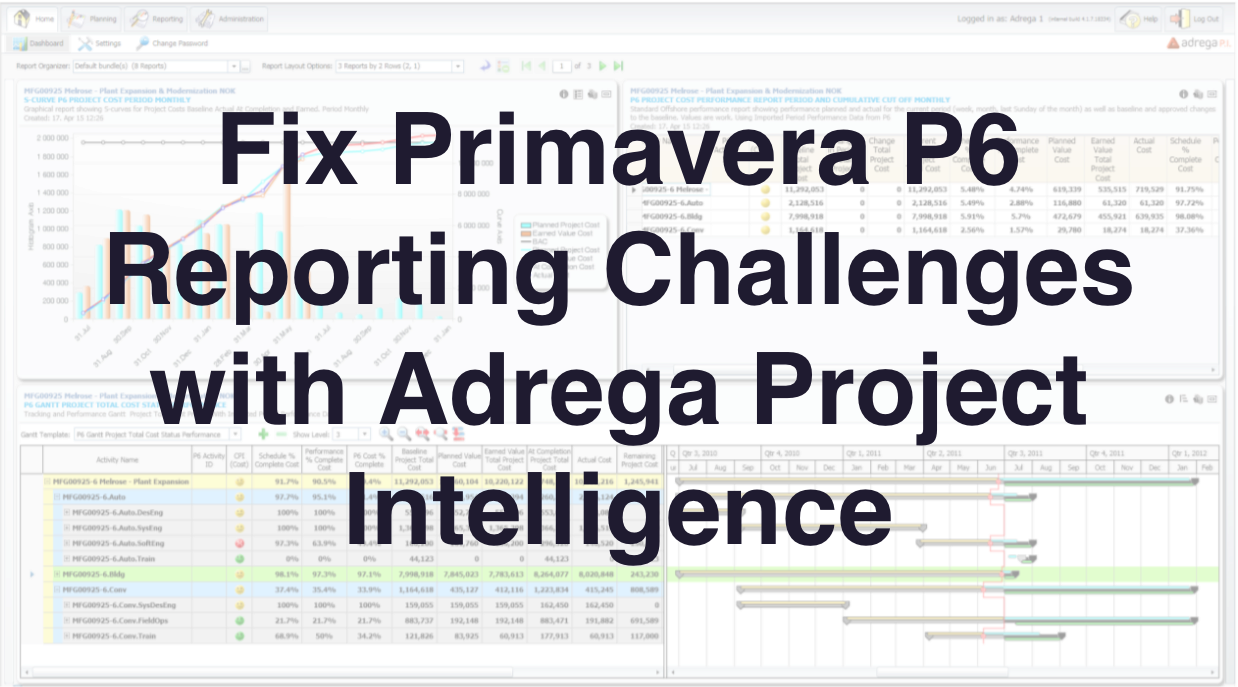 Fix Primavera P6 Reporting Challenges with Adrega Project Intelligence