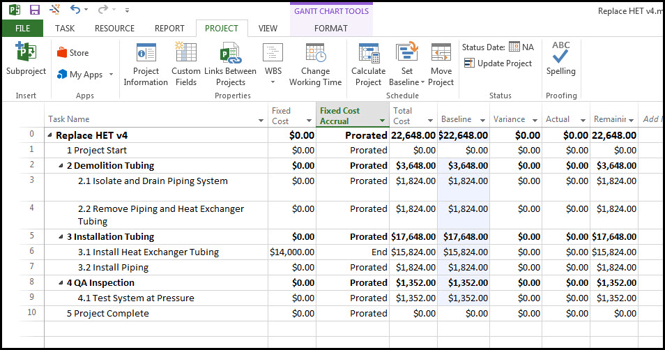 Fixed Price in Microsoft Project