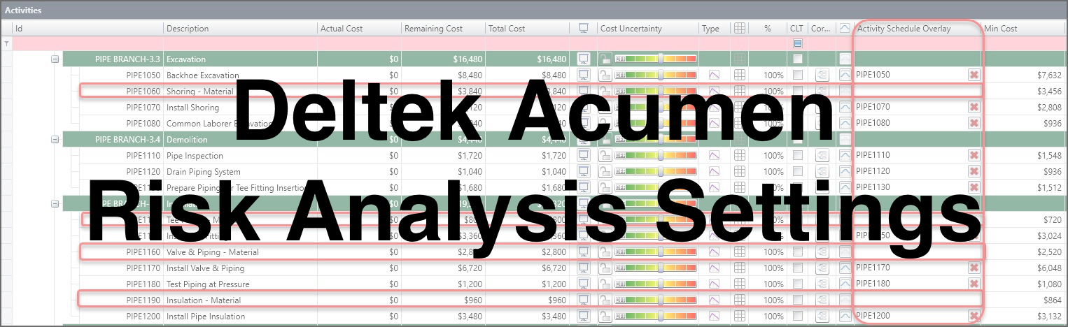 Deltek Acumen Risk Analysis Settings