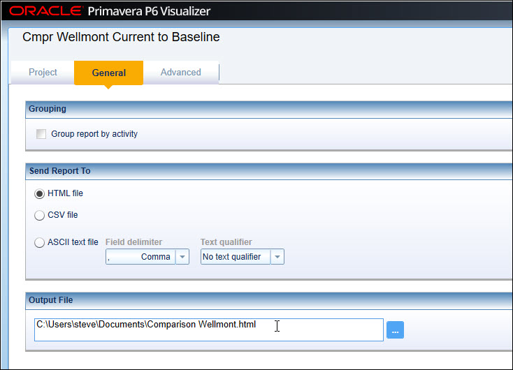 Primavera P6 Visualizer Select HTML