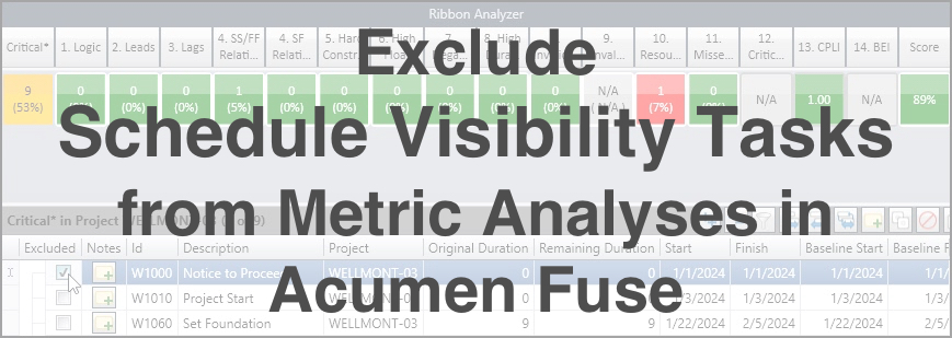 Exclude Schedule Visibility Tasks from Metric Analyses in Acumen Fuse