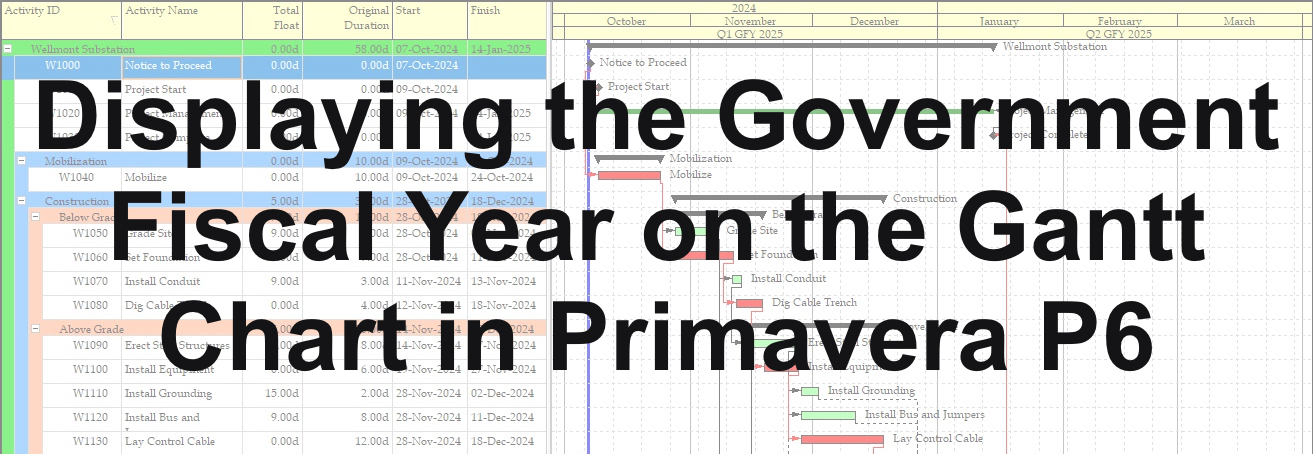 Government Fiscal Year on the Gantt Chart in Primavera P6
