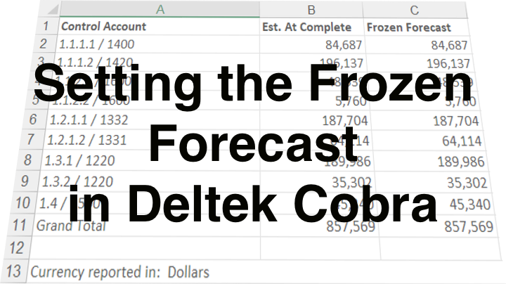 Frozen Forecast in Deltek Cobra