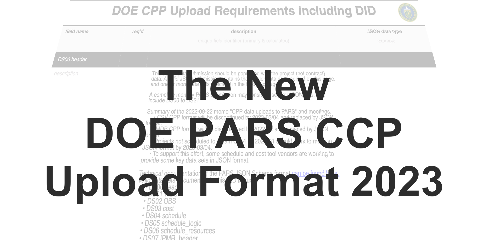 New DOE PARS CCP Upload Format 2023