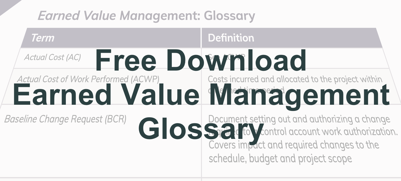 Earned Value Management Glossary
