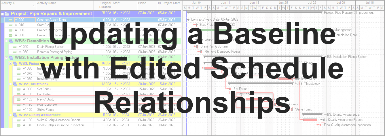 Updating a Baseline with Edited Schedule Relationships