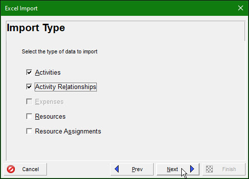 Importing Activities into P6