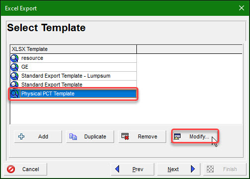 Selecting the Physical PCT Template in P6