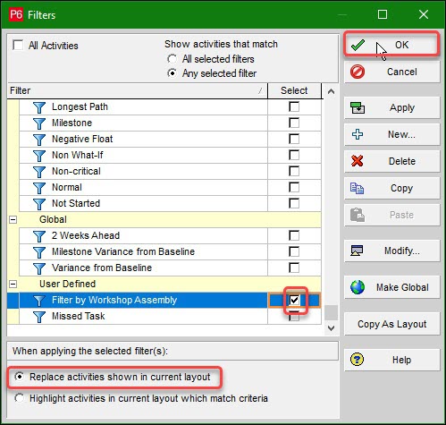 Replace activities filter