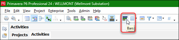 Visual bar for the total float 
