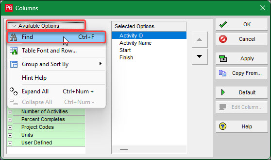 Find in Columns