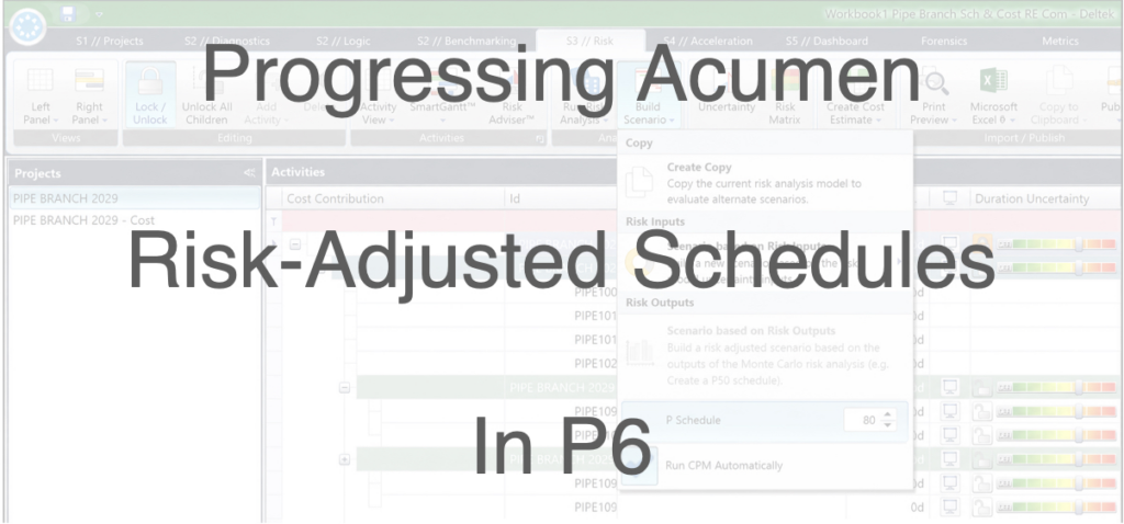 Progressing Acumen Risk-Adjusted Schedules in P6