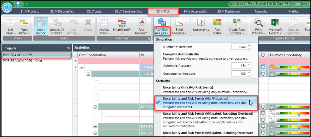 Progressing Acumen Risk-Adjusted Schedules in P6