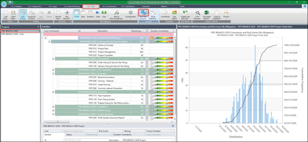 Progressing Acumen Risk-Adjusted Schedules in P6