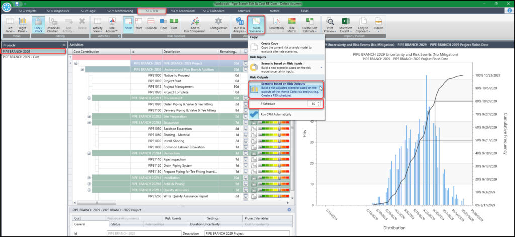Progressing Acumen Risk-Adjusted Schedules in P6