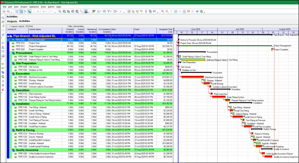 Progressing Acumen Risk-Adjusted Schedules in P6