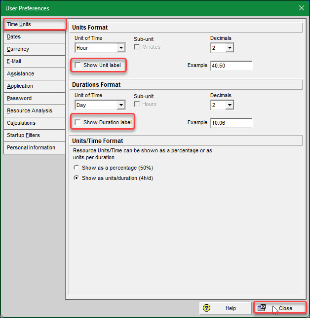 User preferences